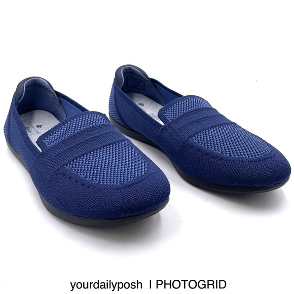 Clarks blue knit Carly Charm washable stretch loafer flats US 6.5 - Picture 1 of 15